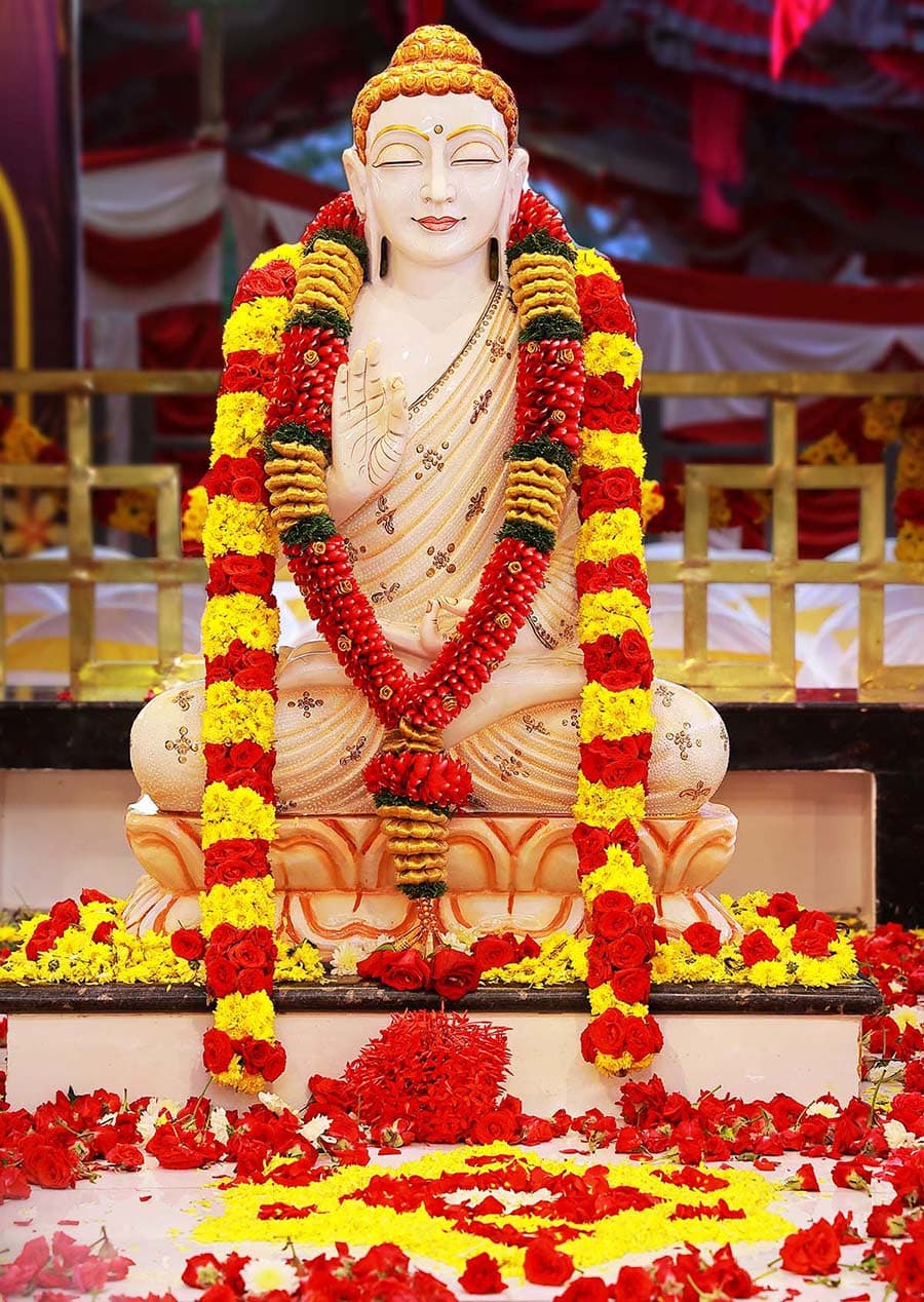 The Manomaya Buddha statue decorated for a ceremony